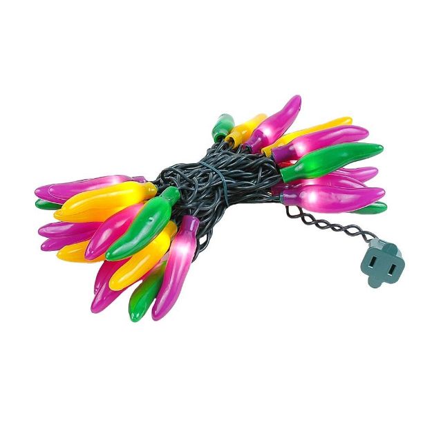 Purple/Green/Yellow Chili Pepper String lights 35 Count 