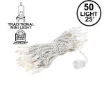 50 Light 25' Long White Wire Mini Christmas Lights