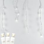 Twinkle Warm White LED Icicle Lights on White Wire 70 Bulbs