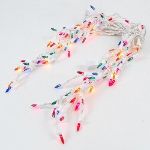 Multi 100 Light Icicle Lights White Wire Medium Drops