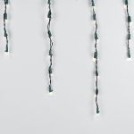 Clear 100 Light Icicle Lights Green Wire Long Drops