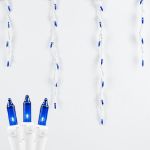 Blue 100 Light Icicle Lights White Wire Medium Drops