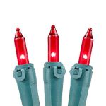 Red 50 Light 25' Long Green Wire Christmas Mini Lights