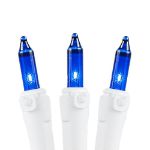 Blue 100 Light Icicle Lights White Wire Medium Drops