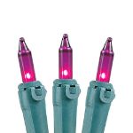 Purple 50 Light 11' Long Green Wire Christmas Mini Lights