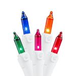 Multi 100 Light Icicle Lights White Wire Medium Drops