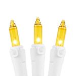 Yellow 50 Light 11' Long White Wire Christmas Mini Lights