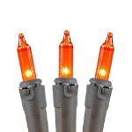 Amber/Orange Christmas Mini Lights 100 Light 50 Feet Long on Brown Wire