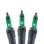Green Christmas Mini Lights 100 Light 50 Feet Long on Black Wire