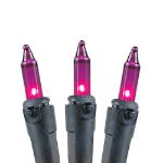Black Wire Purple Christmas Mini Lights 50 Light 11 Feet Long