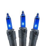 Black Wire Blue Christmas Mini Lights 50 Light 11 Feet Long