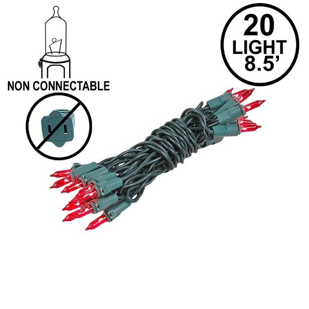 Non Connectable Red Green Wire Mini Lights 20 Light 8.5'