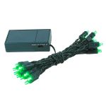 20 LED Battery Operated Lights Green on Green Wire