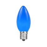 C9 25 Light String Set with Ceramic Blue Bulbs on Green Wire