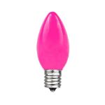 C9 25 Light String Set with Ceramic Pink Bulbs on Brown Wire