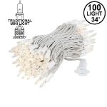 100 Light 34' Long White Wire Christmas Mini Lights