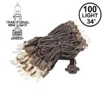Clear Christmas Brown Wire Mini Lights 100 Light 34 Feet Long
