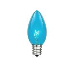 25 Light String Set with Teal Transparent C7 Bulbs on White Wire