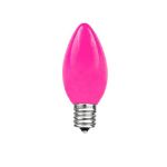 25 Light String Set with Pink Ceramic C7 Bulbs on Brown Wire