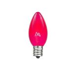 25 Light String Set with Pink Transparent C7 Bulbs on Brown Wire