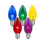 25 Light String Set with Assorted Transparent C7 Bulbs on Brown Wire 
