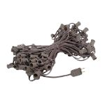 100 C7 String Light Set with Red Bulbs on Brown Wire