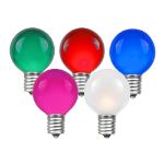 25 G30 Globe Light String Set with Multi Colored Satin Bulbs on Black Wire