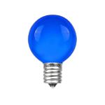 100 G30 Globe String Light Set with Blue Satin Bulbs on White Wire