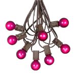 25 G30 Globe Light String Set with Purple Satin Bulbs on Brown Wire