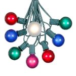 25 G40 Globe String Light Set with Multi-Colored Satin Bulbs on Green Wire