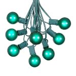 25 G40 Globe String Light Set with Green Satin Bulbs on Green Wire