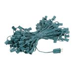 100 G40 Globe String Light Set with Frosted White Bulbs on Green Wire