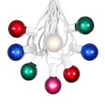 25 G40 Globe String Light Set with Multi-Colored Satin Bulbs on White Wire