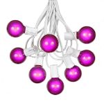 25 G40 Globe String Light Set with Purple Satin Bulbs on White Wire