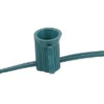 C7 25 Light String Set with Red Transparent Bulbs on Green Wire