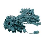 100 C9 Christmas Light Set - Black Light Very Dark Purple Bulbs - Green Wire