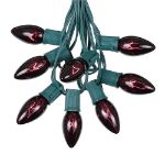 25 Twinkling C9 Christmas Light Set - Black Light Very Dark Purple - Green Wire