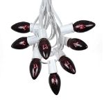 25 Twinkling C9 Christmas Light Set - Black Light Very Dark Purple - White Wire