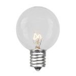 100 G50 Globe Light String Set with Clear Bulbs on White Wire