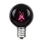 100 G50 Globe Light String Set with Black Light Bulbs (Very Dark Purple) on White Wire
