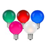 100 G50 Globe Light String Set with Assorted Satin Bulbs on Brown Wire