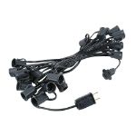 25 G50 Globe Light String Set with Red Bulbs on Black Wire