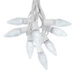 25 Light String Set with Pure White LED C9 Bulbs on White Wire