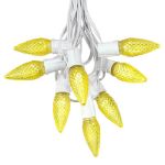 25 Light String Set with Yellow LED C9 Bulbs on White Wire
