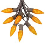 25 Light String Set with Amber (Orange) LED C9 Bulbs on Brown Wire