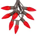 25 Light String Set with Red LED C9 Bulbs on Brown Wire