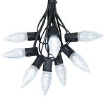 25 Light String Set with Pure White LED C9 Bulbs on Black Wire