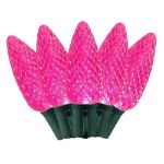 25 Pink C9 LED Pre-Lamped String Lights Green Wire
