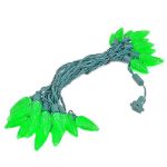 25 Green LED C9 Pre-Lamped String Lights Green Wire