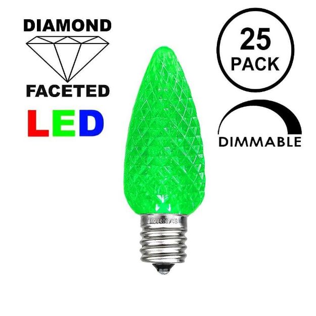 Green C9 LED Replacement Bulbs 25 Pack 